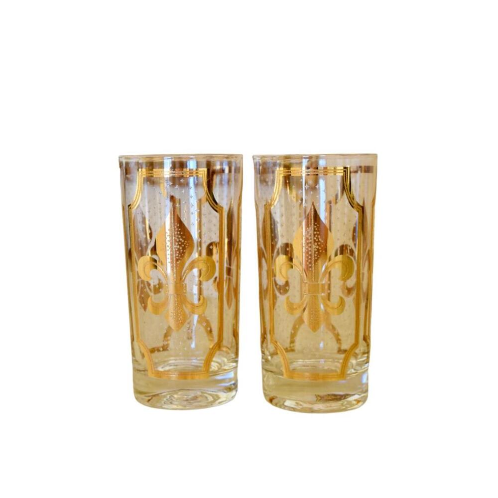 Fred Press Fleur-De-Lis Highball Glasses (Set of 2)